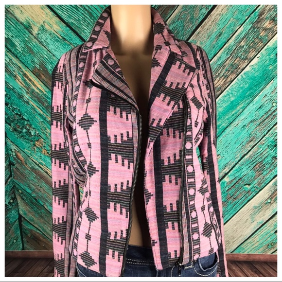 Nameless Brand Pink & Black Moto Jacket - Picture 3 of 6